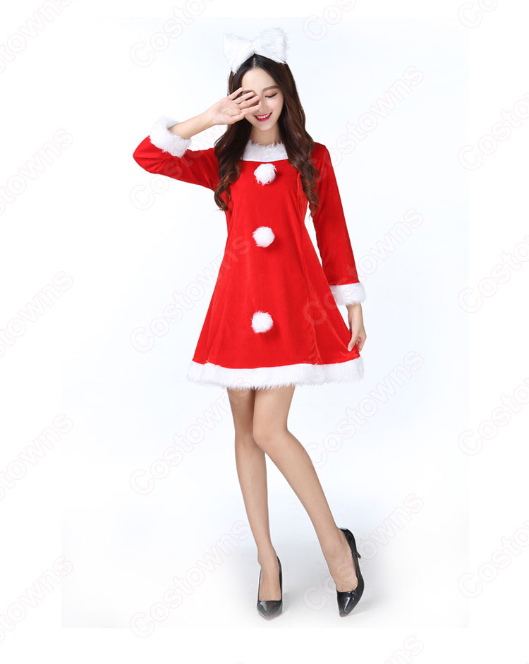 サンタ衣装 クリスマス コスプレ衣装 レディース 長袖 ワンピース 可愛い コスチューム サンタクロース 仮装 変装 大人用-2
