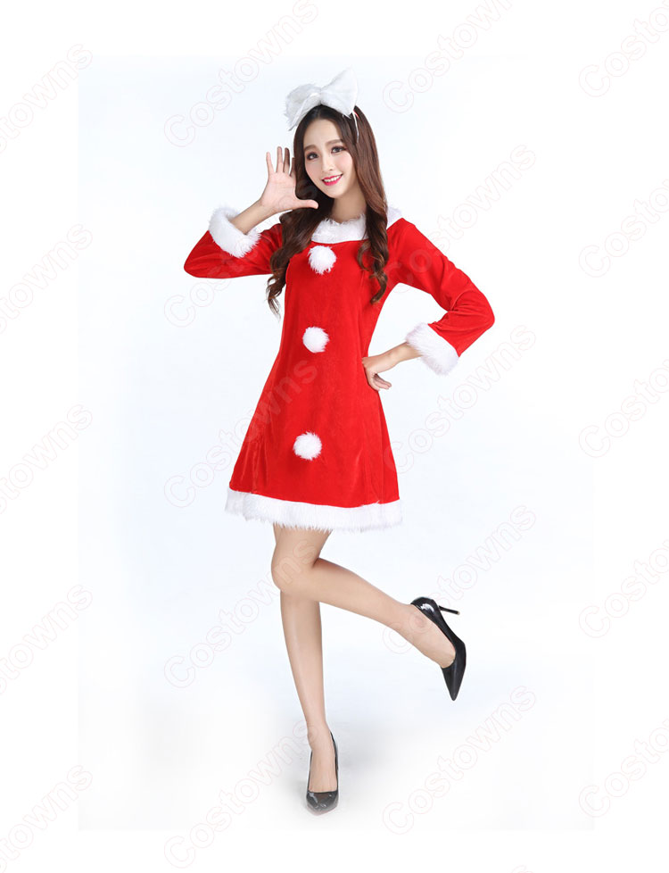 サンタ衣装 クリスマス コスプレ衣装 レディース 長袖 ワンピース 可愛い コスチューム サンタクロース 仮装 変装 大人用-3
