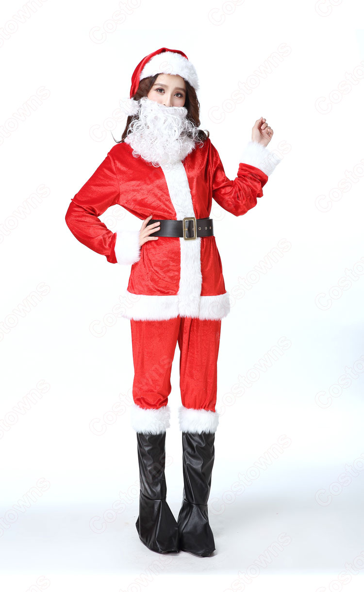 サンタクロース コスプレ衣装 レディース 長袖 上下セット コスチューム サンタクロース 仮装 変装 大人用-5