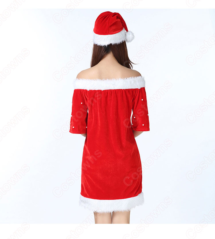サンタ衣装 クリスマス衣装 サンタクロース コスプレ衣装 レディース セクシー衣装 雪ポイント柄 ワンピース 大人用-5