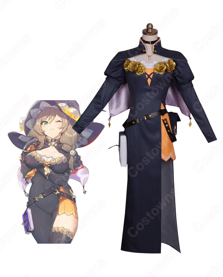 リサ・ミンツ ハロウィン コスプレ衣装 『原神(げんしん)』 西風騎士団(モンド) 図書司書 ドレス cosplay 仮装 変装-2