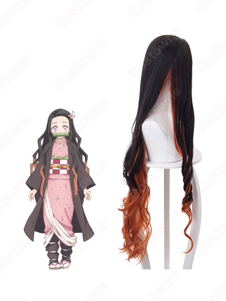 竈門禰豆子(かまどねずこ) コスプレウィッグ 『鬼滅の刃(きめつのやいば)』 黒 耐熱かつら cosplay wig 通販-4