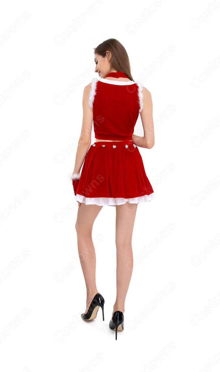 クリスマス コスプレ衣装 レディース セクシー 雪ポイント柄 ミニスカート クリスマス テーマパーティー衣装 大人用-5