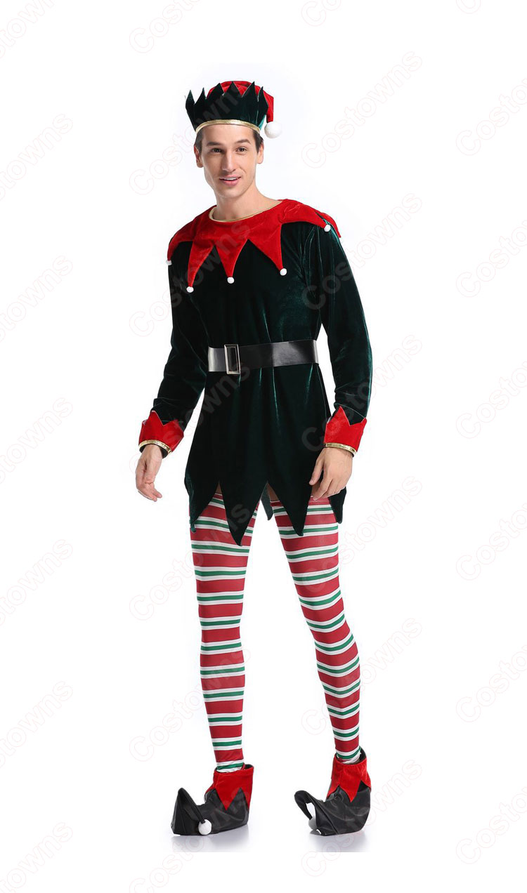 クリスマス エルフ コスプレ衣装 長袖 親子スーツ クリスマス テーマパーティー衣装 大人用 子供用-1