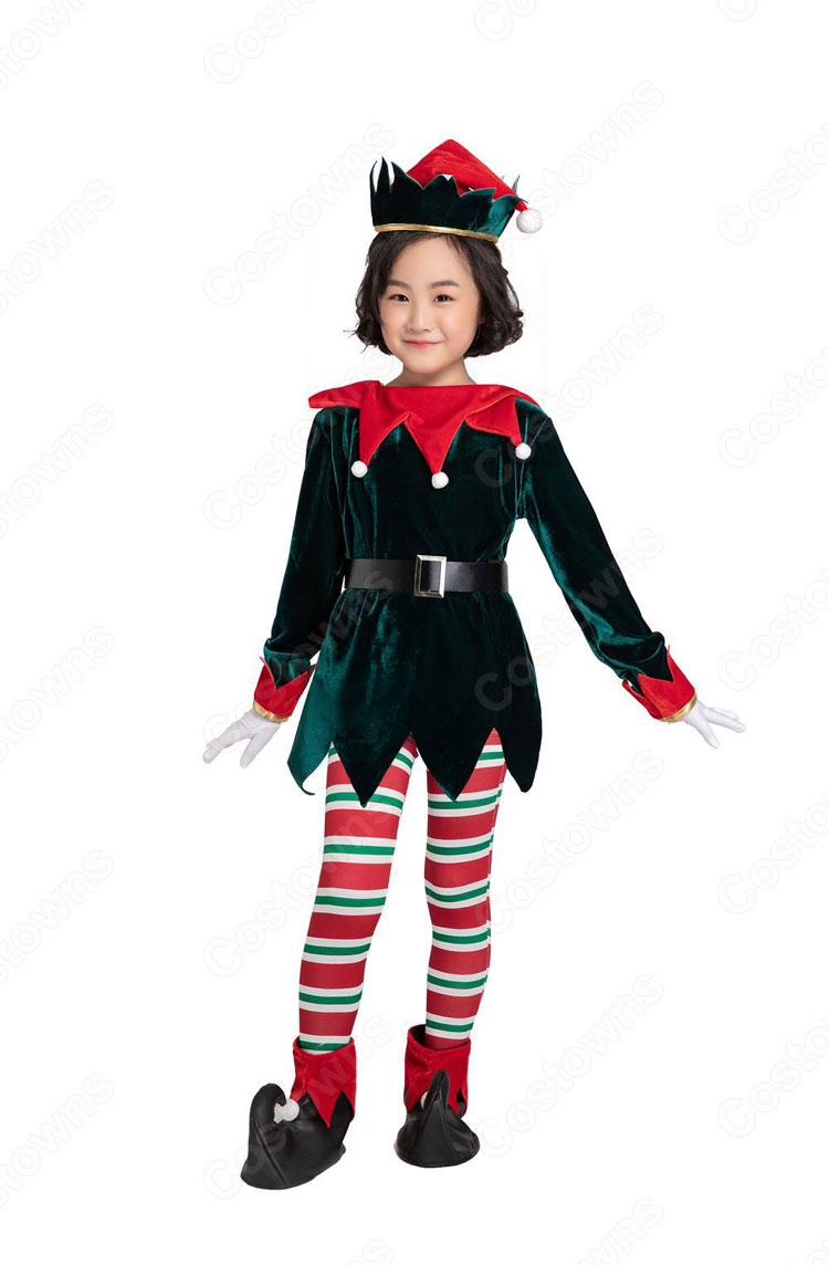 クリスマス エルフ コスプレ衣装 長袖 親子スーツ クリスマス テーマパーティー衣装 大人用 子供用-7