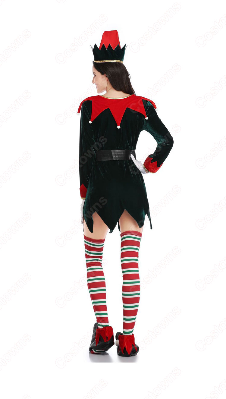 クリスマス エルフ コスプレ衣装 長袖 親子スーツ クリスマス テーマパーティー衣装 大人用 子供用-6