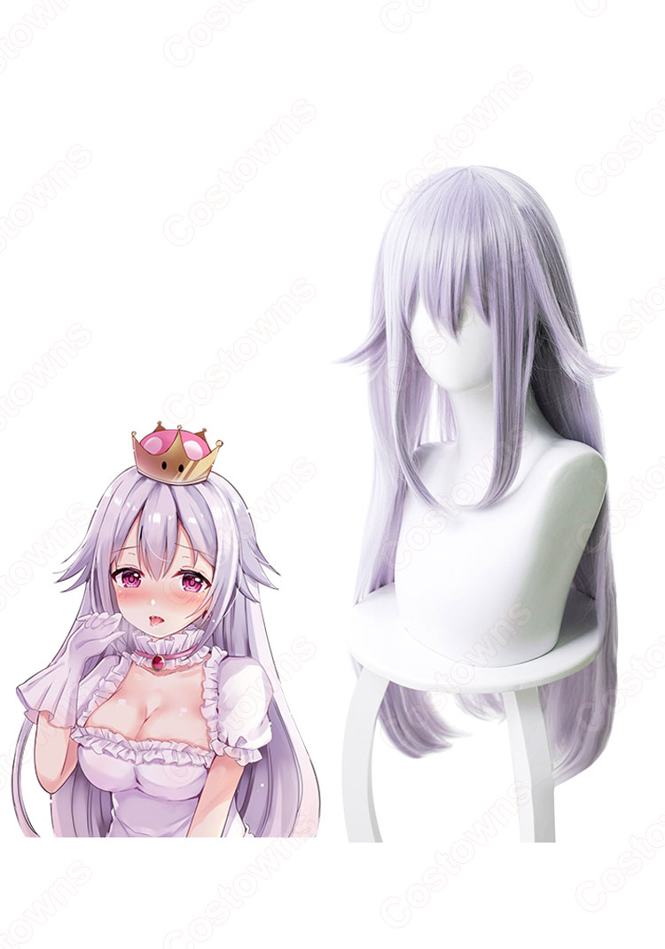 マリオブラザーズ キングテレサ姫 コスプレウィッグ 『スーパーマリオブラザーズ』 淡い紫 耐熱かつら cosplay wig 通販-1
