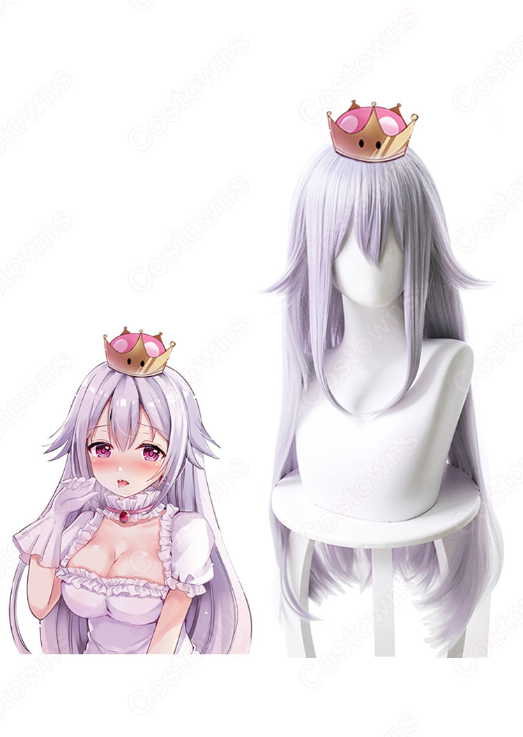 マリオブラザーズ キングテレサ姫 コスプレウィッグ 『スーパーマリオブラザーズ』 淡い紫 耐熱かつら cosplay wig 通販-2