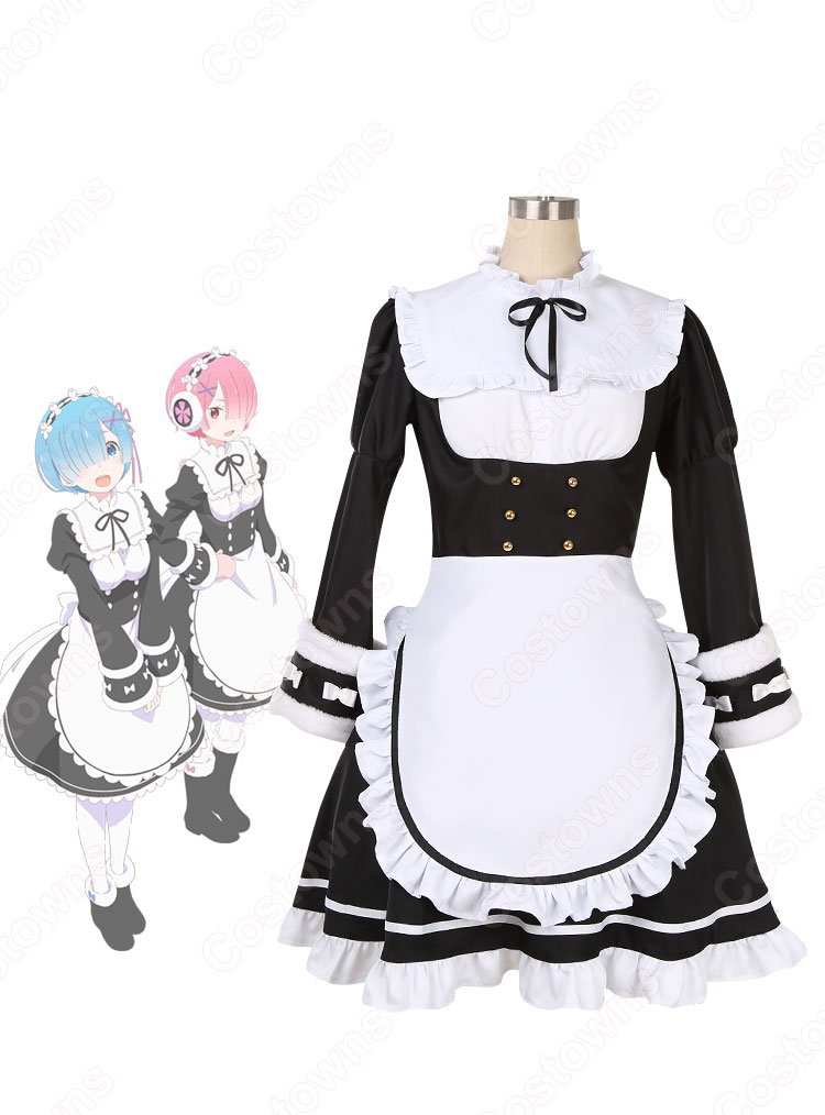 リゼロ ラム&レム 氷季服 メイド服 コスプレ衣装 『Re:ゼロから始める異世界生活』(リ・ゼロからはじめるいせかいせいかつ) 冬服 cosplay 仮装 変装-1