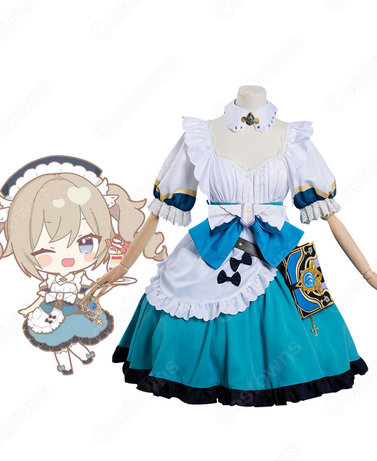 原神 バーバラ・ペイジ メイド服 コスプレ衣装 『原神×SWEETS PARADISE -そよ風の饗宴-』 ワンピース cosplay 仮装 変装-1