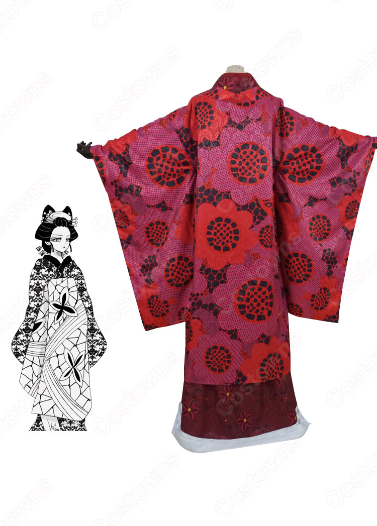 鬼滅 堕姫（だき）花魁服 着物 コスプレ衣装 『鬼滅の刃』（きめつのやいば） 十二鬼月 上弦の陸 cosplay 仮装 変装-3