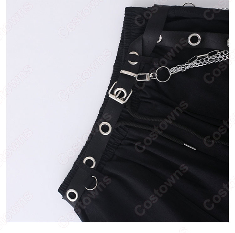 LISA(リサ) ジャズダンス衣装 ブラック カットアウト ヒップホップ カーゴパンツ BLACKPINK 韓国 アイドルスタイル 演出服-3