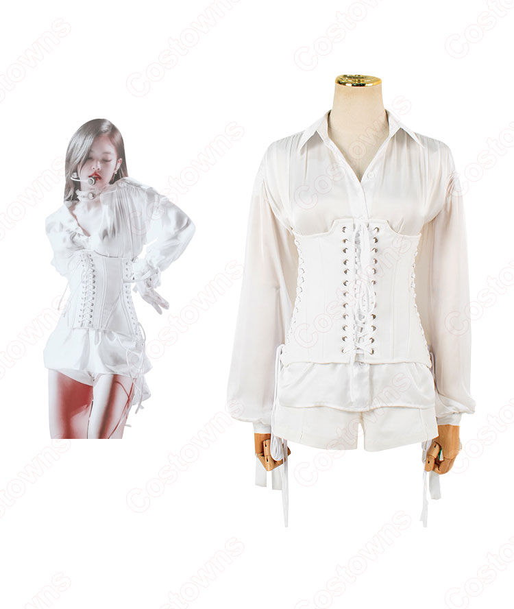 JENNIE(ジェニー) 白い衣装 ダンス服 第33回ゴールデンディスクアワード SOLO(ソロ) ライブ衣装 BLACKPINK（ブラックピンク） 韓国 アイドルスタイル ステージ衣装-3