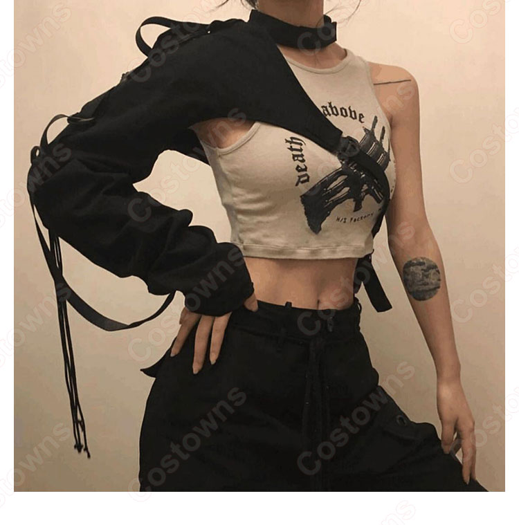 BLACKPINK(ブラックピンク) リサ(LISA) ジャズダンス衣装 韓国ファッション ステージ衣装 ワンアーム アクセサリー-5