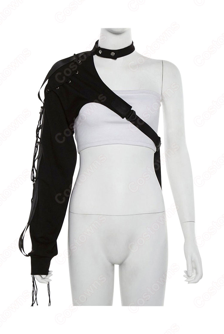 BLACKPINK(ブラックピンク) リサ(LISA) ジャズダンス衣装 韓国ファッション ステージ衣装 ワンアーム アクセサリー-9