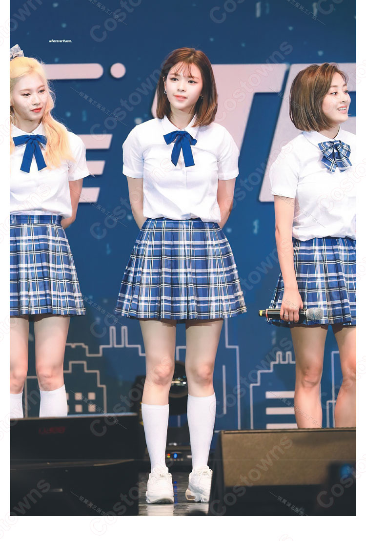 TWICE(トゥワイス)ダンス服 白シャツ プリーツスカート(チェック柄) 演出服 韓国の音楽グループ 学生制服 ジャズダンス衣装-6