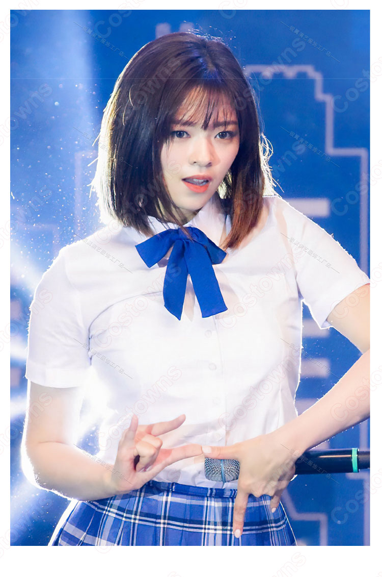 TWICE(トゥワイス)ダンス服 白シャツ プリーツスカート(チェック柄) 演出服 韓国の音楽グループ 学生制服 ジャズダンス衣装-1