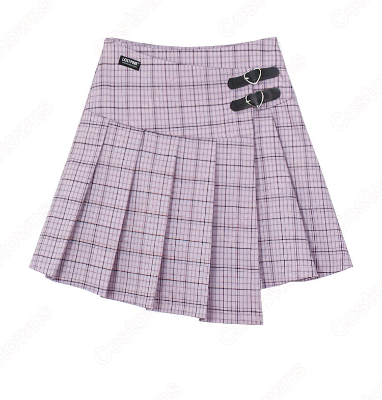 大人ダンス衣装 レディース ジャズダンス衣装 日常服 韓国風 演出服 スーツ (半袖上着(チェック柄) プリーツスカート(チェック柄) クロップ・トップ )-2