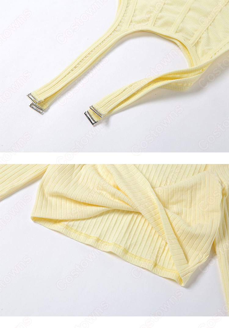 JENNIE(ジェニー) 「Pretty Savage(プリティサベージ) 」 リブデザイン カットアウト クロップドトップス ジャズダンス衣装 ライブ衣装 BLACKPINK（ブラックピンク） 長袖 演出服 韓国 アイドルスタイル ステージ衣装 イエロー 黒 全2色-9