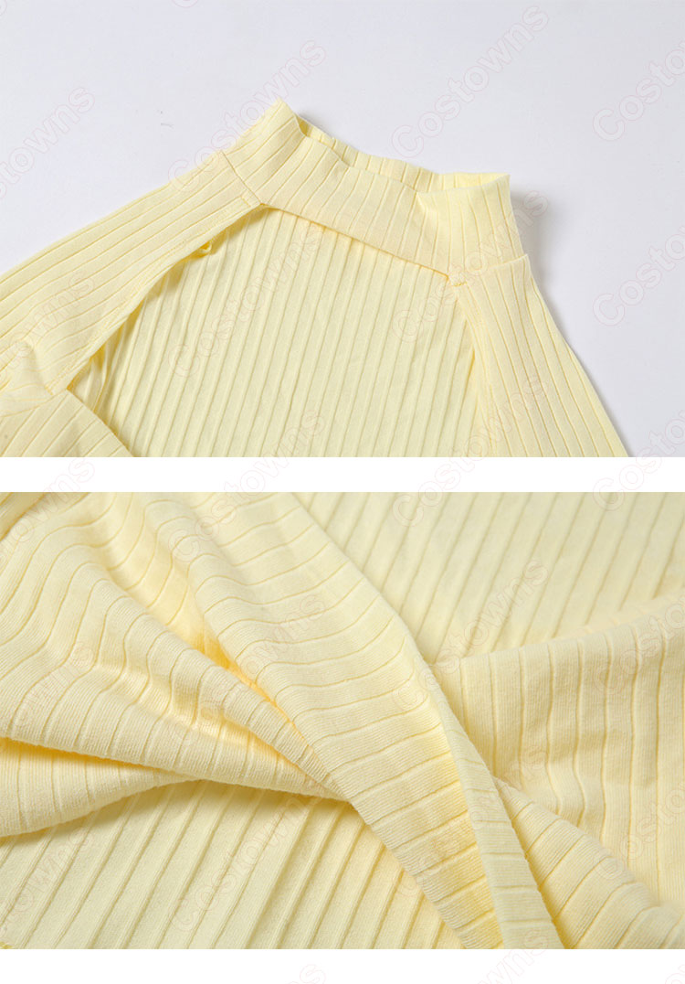 JENNIE(ジェニー) 「Pretty Savage(プリティサベージ) 」 リブデザイン カットアウト クロップドトップス ジャズダンス衣装 ライブ衣装 BLACKPINK（ブラックピンク） 長袖 演出服 韓国 アイドルスタイル ステージ衣装 イエロー 黒 全2色-8