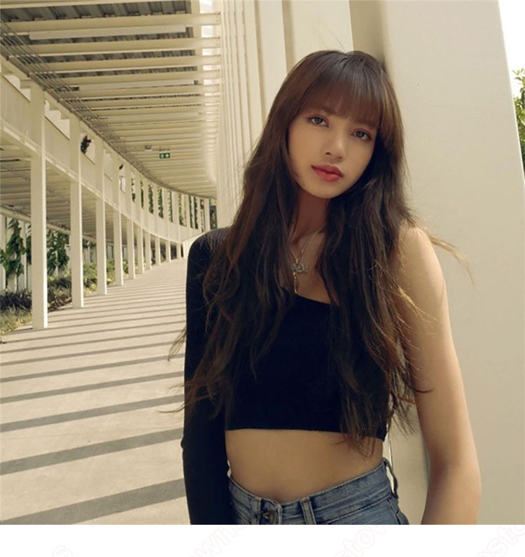 LISA(リサ) ワンショルダー へそ出し衣装『BLACKPINK』 肩見せ ジャズダンス衣装 韓国 アイドル ステージ衣装 ショート丈トップス セクシーな おしゃれ 長袖 社交ダンス 団体服 演出服-2