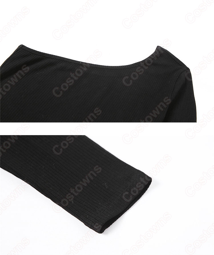 LISA(リサ) ワンショルダー へそ出し衣装『BLACKPINK』 肩見せ ジャズダンス衣装 韓国 アイドル ステージ衣装 ショート丈トップス セクシーな おしゃれ 長袖 社交ダンス 団体服 演出服-8