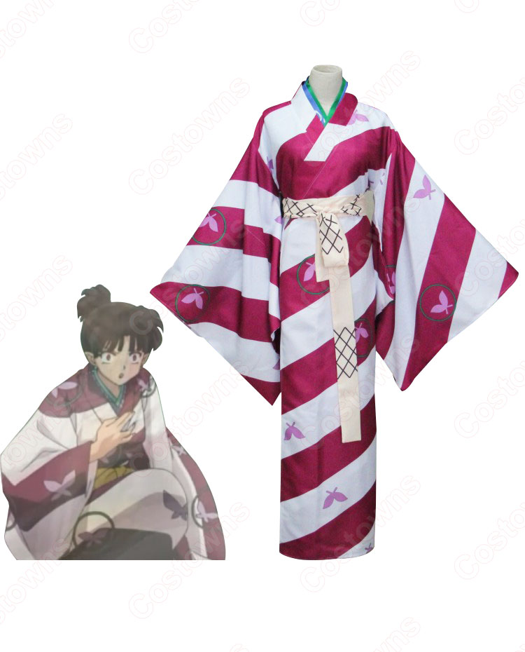 犬夜叉(いぬやしゃ) 神楽(かぐら) 和服 着物 コスプレ衣装-2