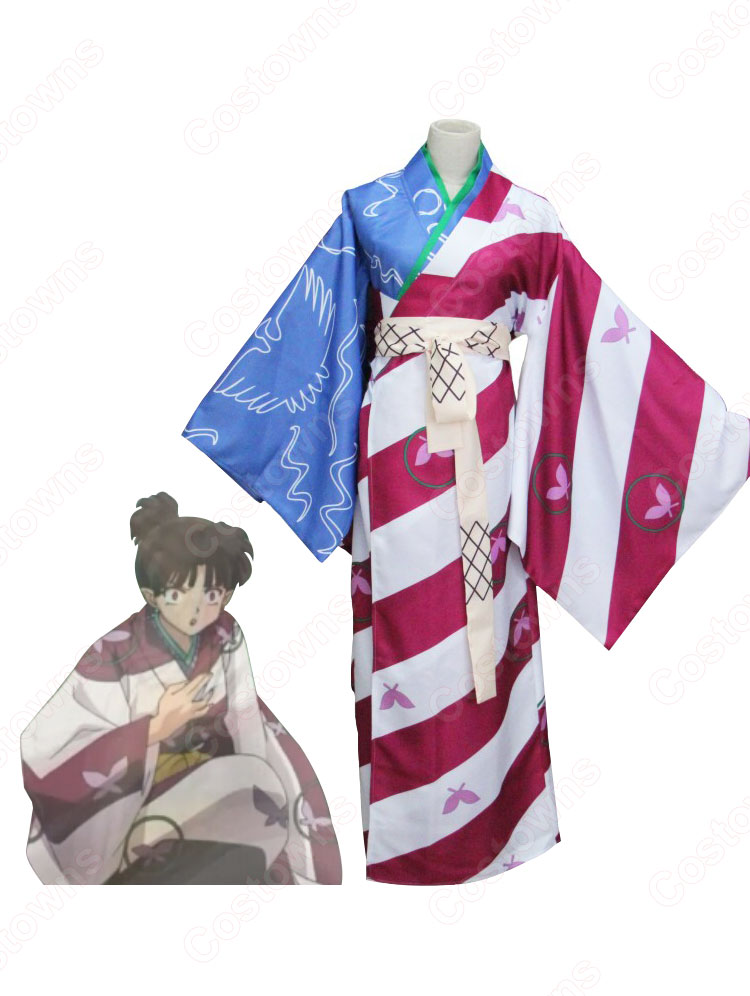 犬夜叉(いぬやしゃ) 神楽(かぐら) 和服 着物 コスプレ衣装-3