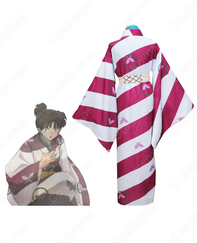 犬夜叉(いぬやしゃ) 神楽(かぐら) 和服 着物 コスプレ衣装-4