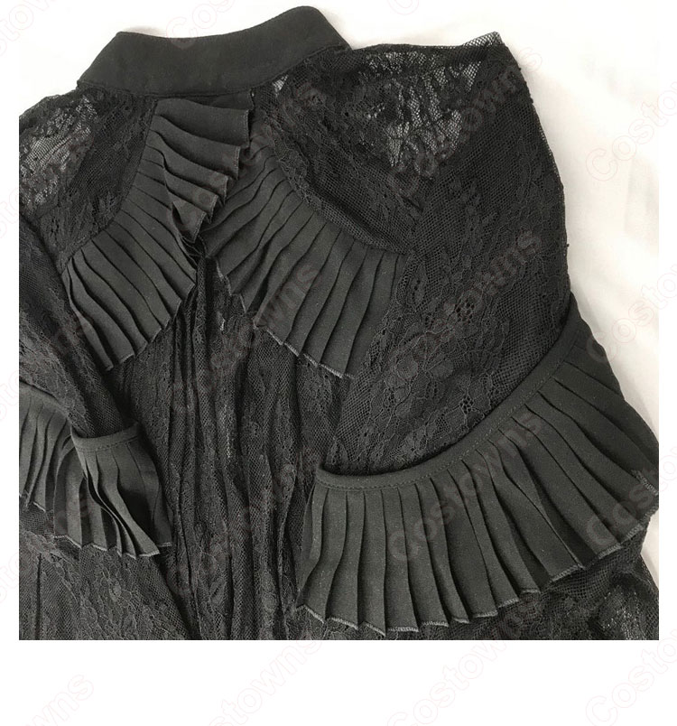 BLACKPINK(ブラックピンク) LISA(リサ) レース 長袖シャツ 黒ショートパンツ 演出服 韓国 ファッション 透視上着 個性 普段着-5