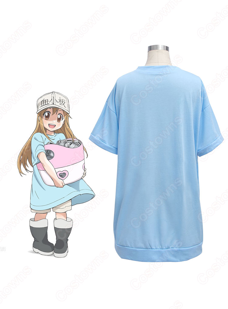 血小板(けっしょうばん) コスプレ衣装 『はたらく細胞』(はたらくさいぼう) Tシャツ ショートパンツ cosplay 仮装 変装-4