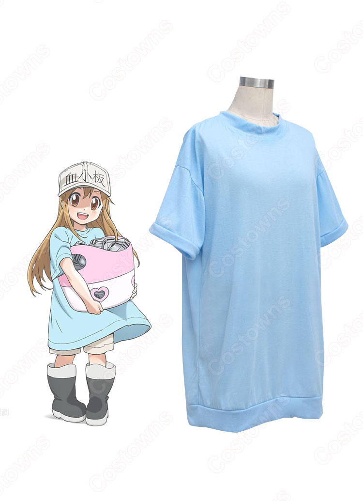 血小板(けっしょうばん) コスプレ衣装 『はたらく細胞』(はたらくさいぼう) Tシャツ ショートパンツ cosplay 仮装 変装-3