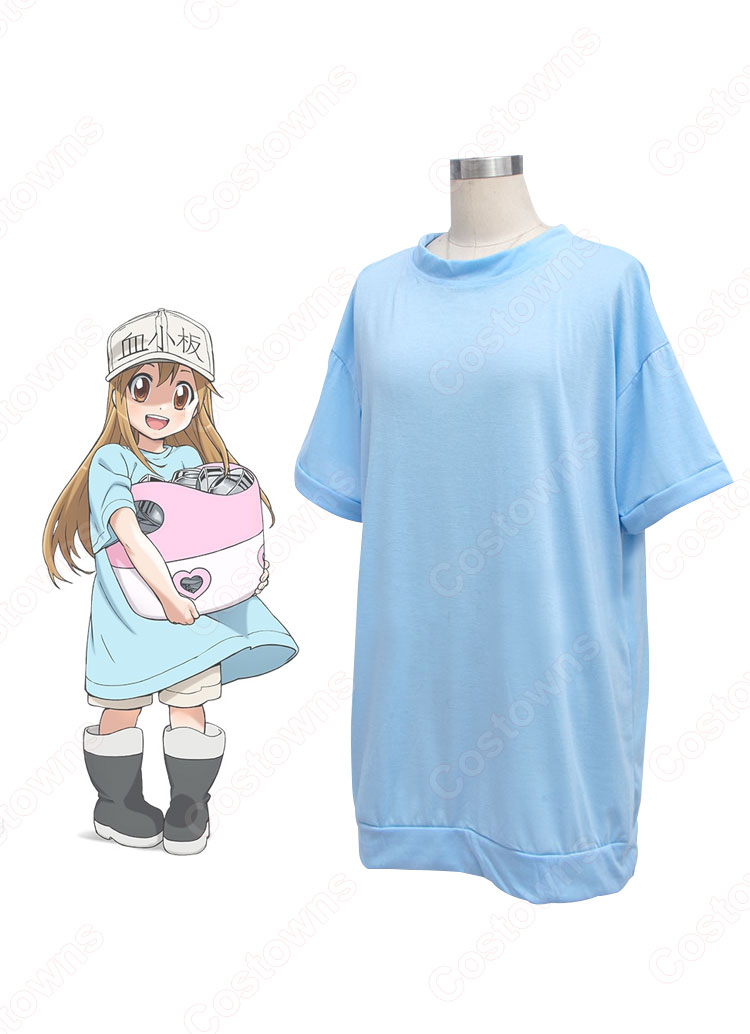 血小板(けっしょうばん) コスプレ衣装 『はたらく細胞』(はたらくさいぼう) Tシャツ ショートパンツ cosplay 仮装 変装-2