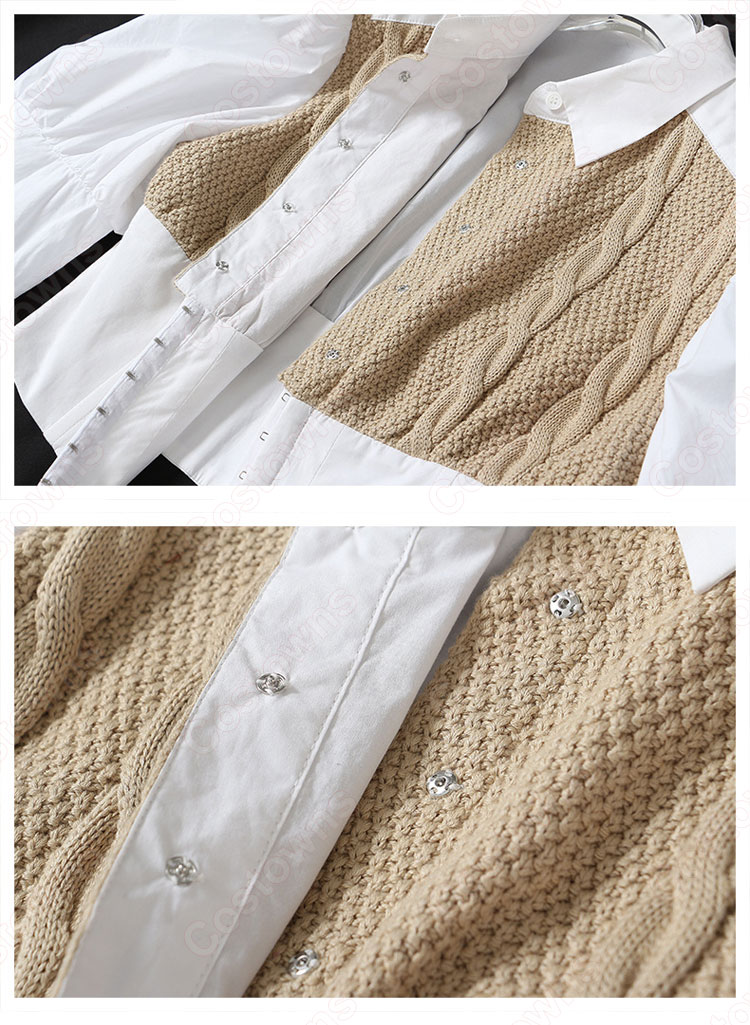 JISOO(ジス) 重ね着風 演出服 Knowing Bros 学園風 おしゃれ 衣装『BLACKPINK』ステージ衣装 韓国 アイドル 衣装 可愛い 仮装 団体服 人気 韓流グッズ 着痩せ 白シャツ プリーツスカート 2点セット-8