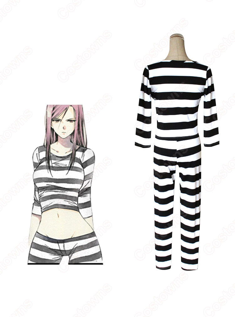 緑川花(みどりかわはな) 白木芽衣子(しらきめいこ) 女囚人服 コスプレ衣装『監獄学園』(プリズンスクール) cosplay 仮装 変装-2