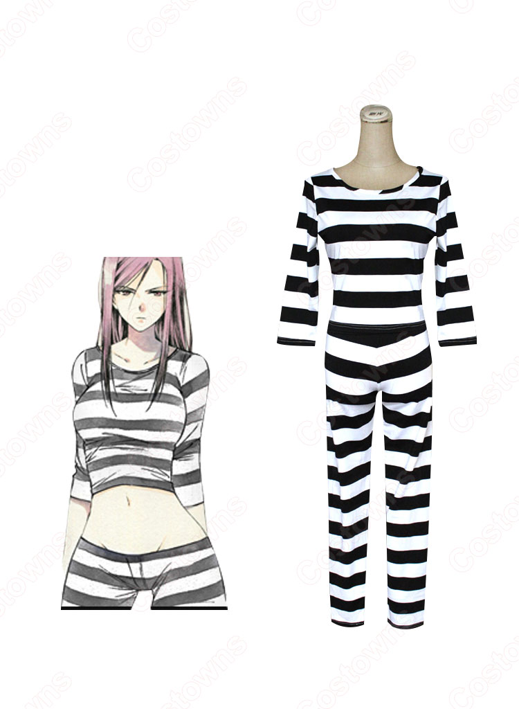 緑川花(みどりかわはな) 白木芽衣子(しらきめいこ) 女囚人服 コスプレ衣装『監獄学園』(プリズンスクール) cosplay 仮装 変装-1