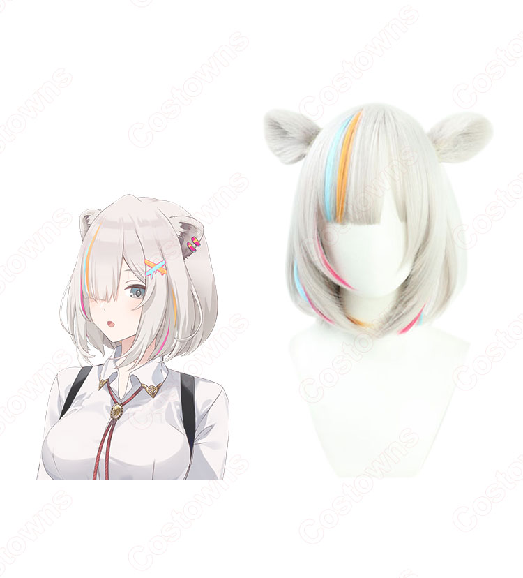 VTuber 獅白ぼたん（ししろぼたん） コスプレウィッグ hololive（ホロライブ） 5期生 耐熱かつら バーチャルYouTuber cosplay wig 通販-14