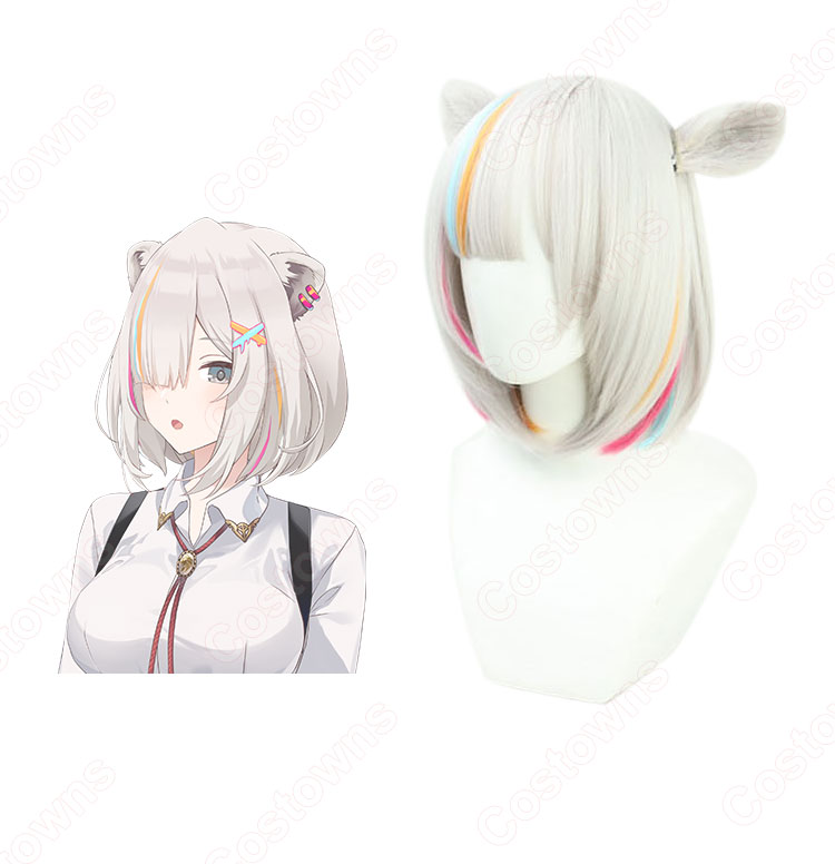 VTuber 獅白ぼたん（ししろぼたん） コスプレウィッグ hololive（ホロライブ） 5期生 耐熱かつら バーチャルYouTuber cosplay wig 通販-15