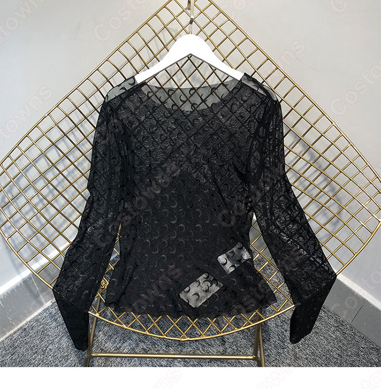 BLACKPINK ジェニー(JENNIE) 衣装 通販 「How You Like That」 ステージ服 MVダンス服 韓国アイドル ファッション 三日月柄 プリント フィッシュネット トップス-3