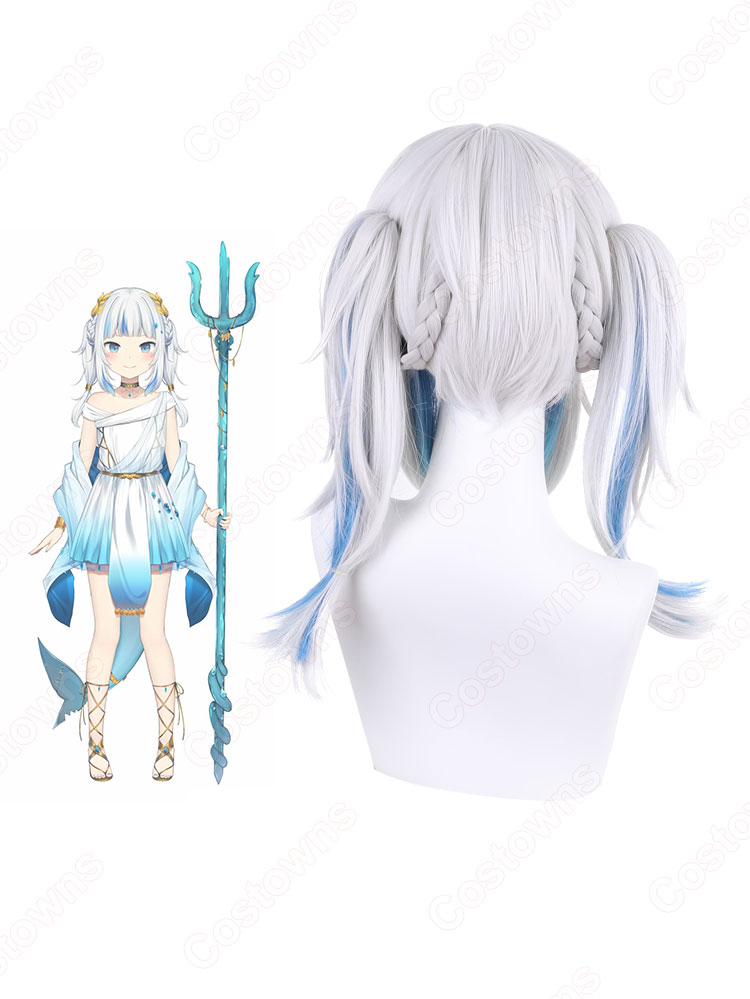 VTuber がうる・ぐら 礼服 コスプレウィッグ 1期生 「HoloMyth」 サメちゃん 耐熱かつら cosplay wig 通販-4