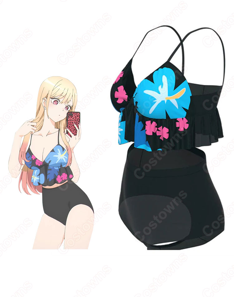 着せ恋 喜多川海夢（きたがわまりん） ブラックロベリア 水着 コスプレ衣装 『その着せ替え人形は恋をする』（そのビスク・ドールはこいをする） cosplay 仮装 変装-3