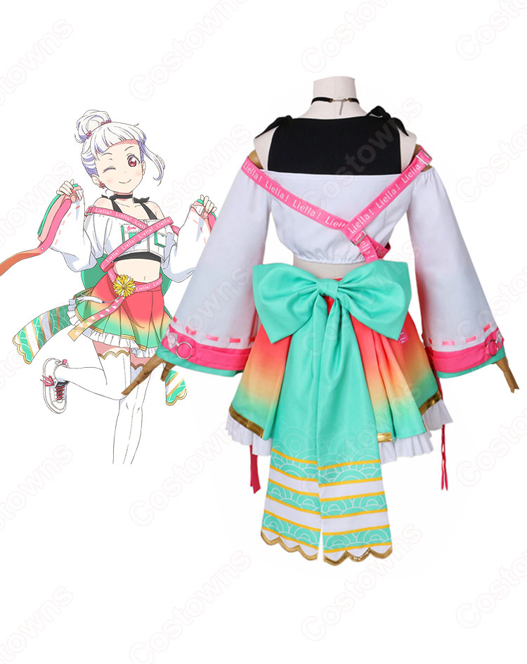 スクフェス 嵐千砂都（あらしちさと） コスプレ衣装 『ラブライブ！ スクールアイドルフェスティバル』 Liella! ＜パワフルペイント編 ステップストリート＞ 覚醒後 cosplay 仮装 変装-4