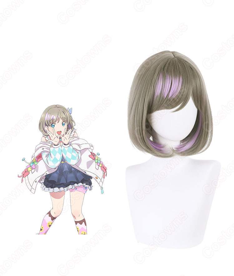 唐可可（タンクゥクゥ） コスプレウィッグ 『ラブライブ！スーパースター!!』 グレージュ ボブカット 耐熱かつら cosplay wig 通販-1