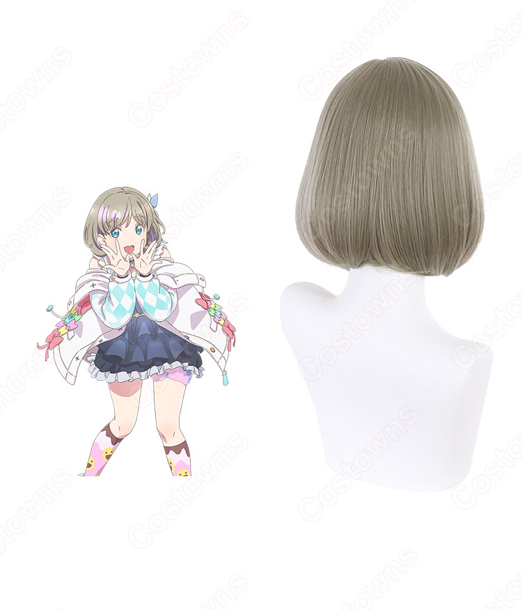 唐可可（タンクゥクゥ） コスプレウィッグ 『ラブライブ！スーパースター!!』 グレージュ ボブカット 耐熱かつら cosplay wig 通販-4