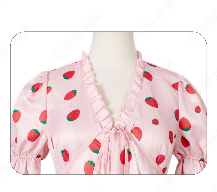 ヨル・フォージャー イチゴ柄 パフスリーブ ドレス コスプレ衣装 『SPY×FAMILY』（スパイファミリー） いばら姫 cosplay 仮装 変装-4