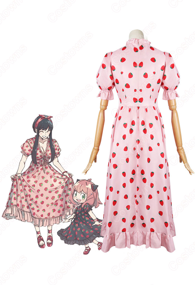 ヨル・フォージャー イチゴ柄 パフスリーブ ドレス コスプレ衣装 『SPY×FAMILY』（スパイファミリー） いばら姫 cosplay 仮装 変装-3