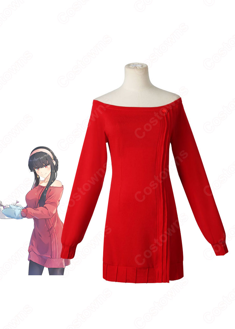 ヨル・フォージャー 日常服 赤いニットワンピース コスプレ衣装 『SPY×FAMILY』（スパイファミリー） いばら姫 cosplay 仮装 変装-1