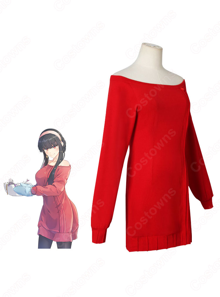 ヨル・フォージャー 日常服 赤いニットワンピース コスプレ衣装 『SPY×FAMILY』（スパイファミリー） いばら姫 cosplay 仮装 変装-2