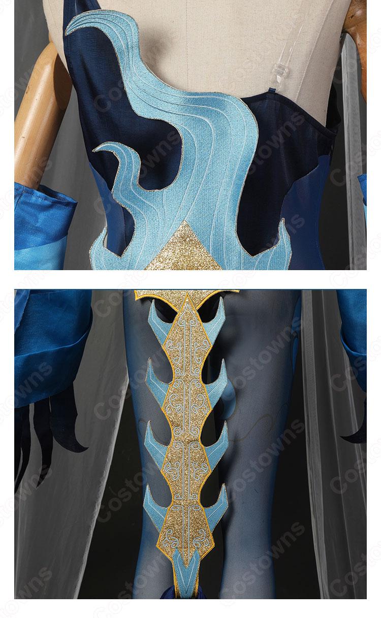 仙衆夜叉 伐難(ばつなん) 螺巻大将 コスプレ衣装 『原神』 水夜叉 cosplay 仮装 変装-9