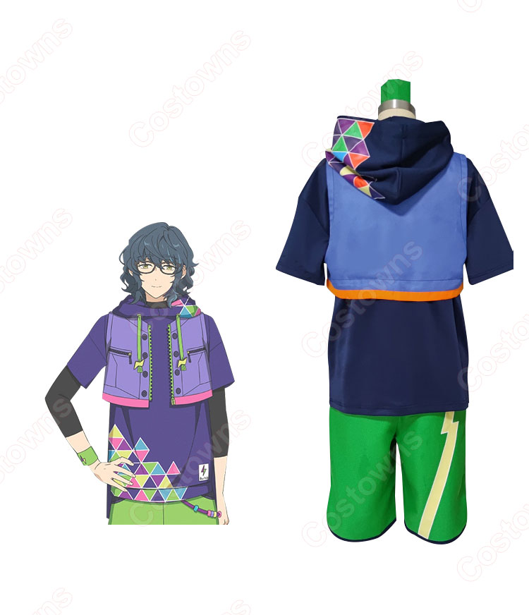 あんスタ 青葉つむぎ サンシャワーフエス夕衣装 コスプレ衣装 『あんさんぶるスターズ！』 なないろ＊サンシャワーフェスタ 初夏のフェスタ 覚醒後 cosplay 仮装 変装-2